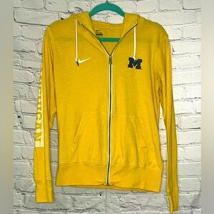 WOMENS MICHIGAN WOLVERINES GOLD NIKE TAILGATE GYM LONG SLEEVE FULL ZIP JACKET